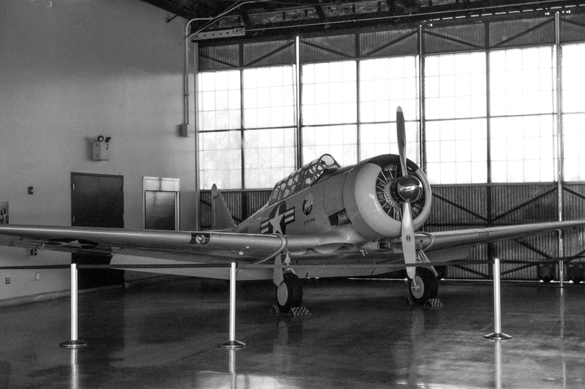 A plane in a hanger at Irvine Great Park